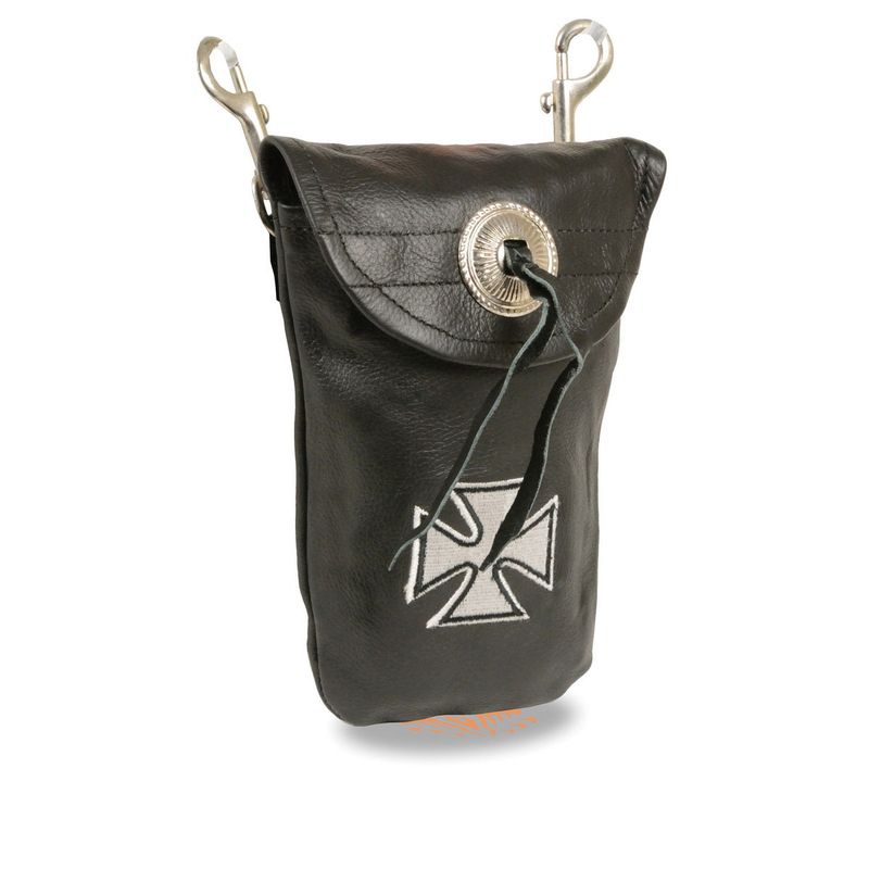 Milwaukee Leather SH506EC Unisex Black Leather Belt Bag with ‘Iron Cross’ Embroidery Milwaukee Leather SH506EC Unisex Black Leather Belt Bag with ‘Iron Cross’ Embroidery