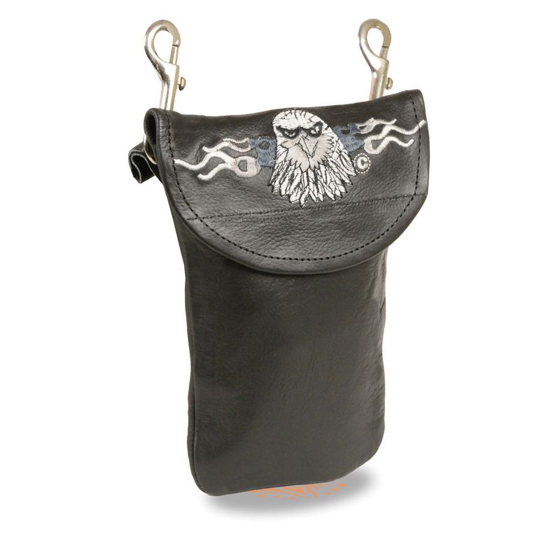 Milwaukee Leather SH506E Unisex Leather Belt Bag with ‘Eagle Head’ Embroidery Milwaukee Leather SH506E Unisex Leather Belt Bag with ‘Eagle Head’ Embroidery