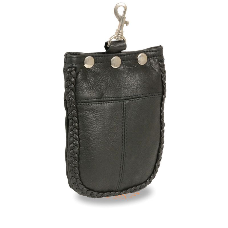 Milwaukee Leather SH509B Unisex Black Leather ‘Braided’ Belt Bag with Belt Clasp Milwaukee Leather SH509B Unisex Black Leather ‘Braided’ Belt Bag with Belt Clasp
