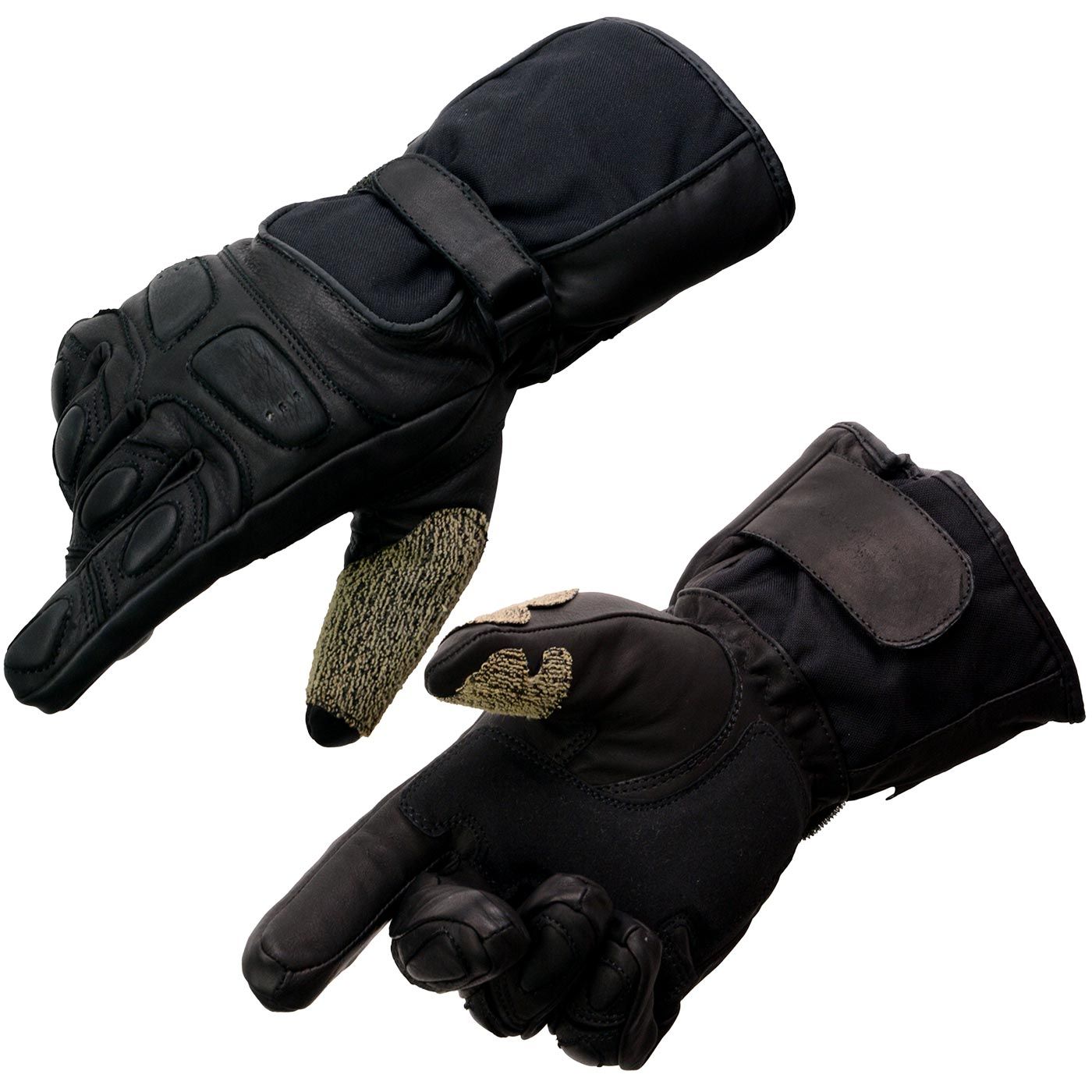 Milwaukee Leather SH814 Men's Black Leather Waterproof Gauntlet Motorcycle Gloves w/ Textile and Leather Milwaukee Leather SH814 Men's Black Leather Waterproof Gauntlet Motorcycle Gloves w/ Textile and Leather