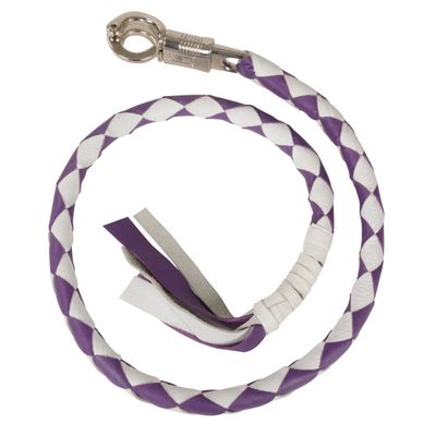 Milwaukee Leather 36'' Genuine Leather Whip - White and Purple Get Back Whip for Handlebar - Biker Whip - MP7900 Milwaukee Leather 36'' Genuine Leather Whip - White and Purple Get Back Whip for Handlebar - Biker Whip - MP7900