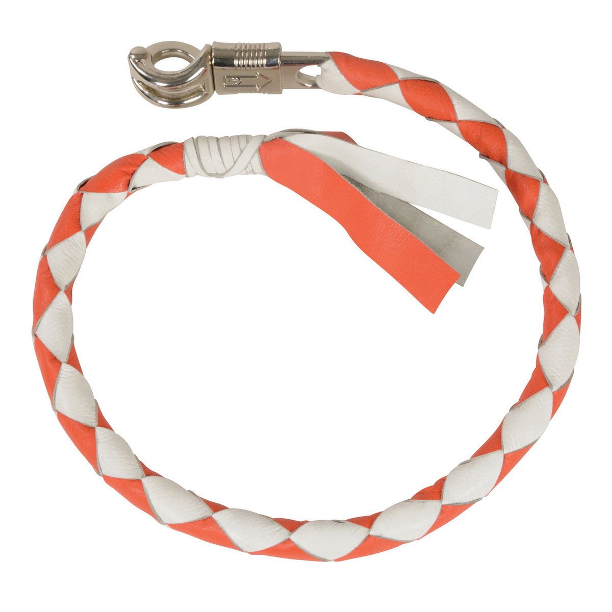 Milwaukee Leather 36'' Genuine Leather Whip - White and Orange Get Back Whip for Handlebar - Biker Whip - MP7900 Milwaukee Leather 36'' Genuine Leather Whip - White and Orange Get Back Whip for Handlebar - Biker Whip - MP7900