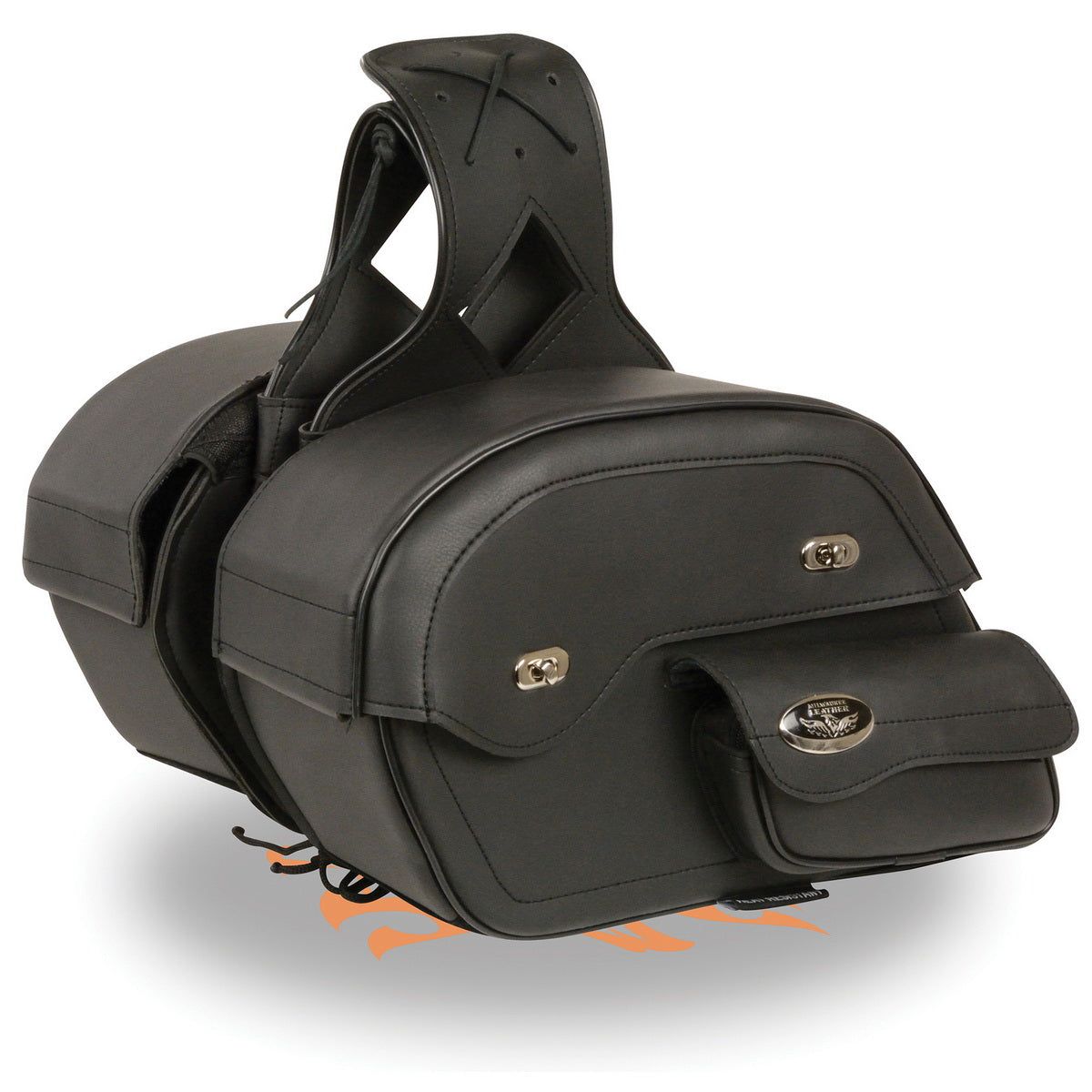 Milwaukee Leather MP8306 Black Large Cruiser Style Slant Throw Over Saddle Bags Milwaukee Leather MP8306 Black Large Cruiser Style Slant Throw Over Saddle Bags