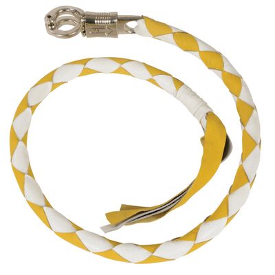 Milwaukee Leather 36'' Genuine Leather Whip - White and Yellow Get Back Whip for Handlebar - Biker Whip - MP7900 Milwaukee Leather 36'' Genuine Leather Whip - White and Yellow Get Back Whip for Handlebar - Biker Whip - MP7900
