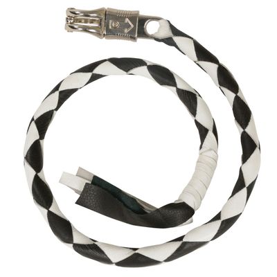 Milwaukee Leather 36'' Genuine Leather Whip - Black and White Get Back Whip for Handlebar - Biker Whip - MP7900 Milwaukee Leather 36'' Genuine Leather Whip - Black and White Get Back Whip for Handlebar - Biker Whip - MP7900