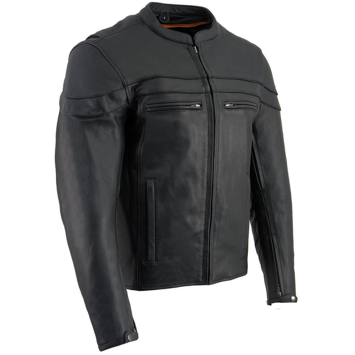 Milwaukee Leather SH1408 Men's Sporty Crossover Vented Black Motorcycle Leather Scooter Jacket Milwaukee Leather SH1408 Men's Sporty Crossover Vented Black Motorcycle Leather Scooter Jacket