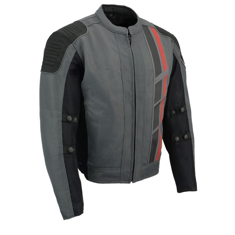 Milwaukee Leather MPM1752 Men's Black/Grey Textile and Mesh Armored Motorcycle Biker Racing Jacket Milwaukee Leather MPM1752 Men's Black/Grey Textile and Mesh Armored Motorcycle Biker Racing Jacket