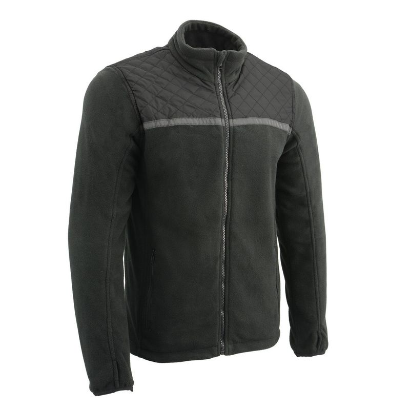 Milwaukee Leather MPM1784 Men's Black Micro Fleece Zipper Front Jacket with Reflective Stripes Milwaukee Leather MPM1784 Men's Black Micro Fleece Zipper Front Jacket with Reflective Stripes