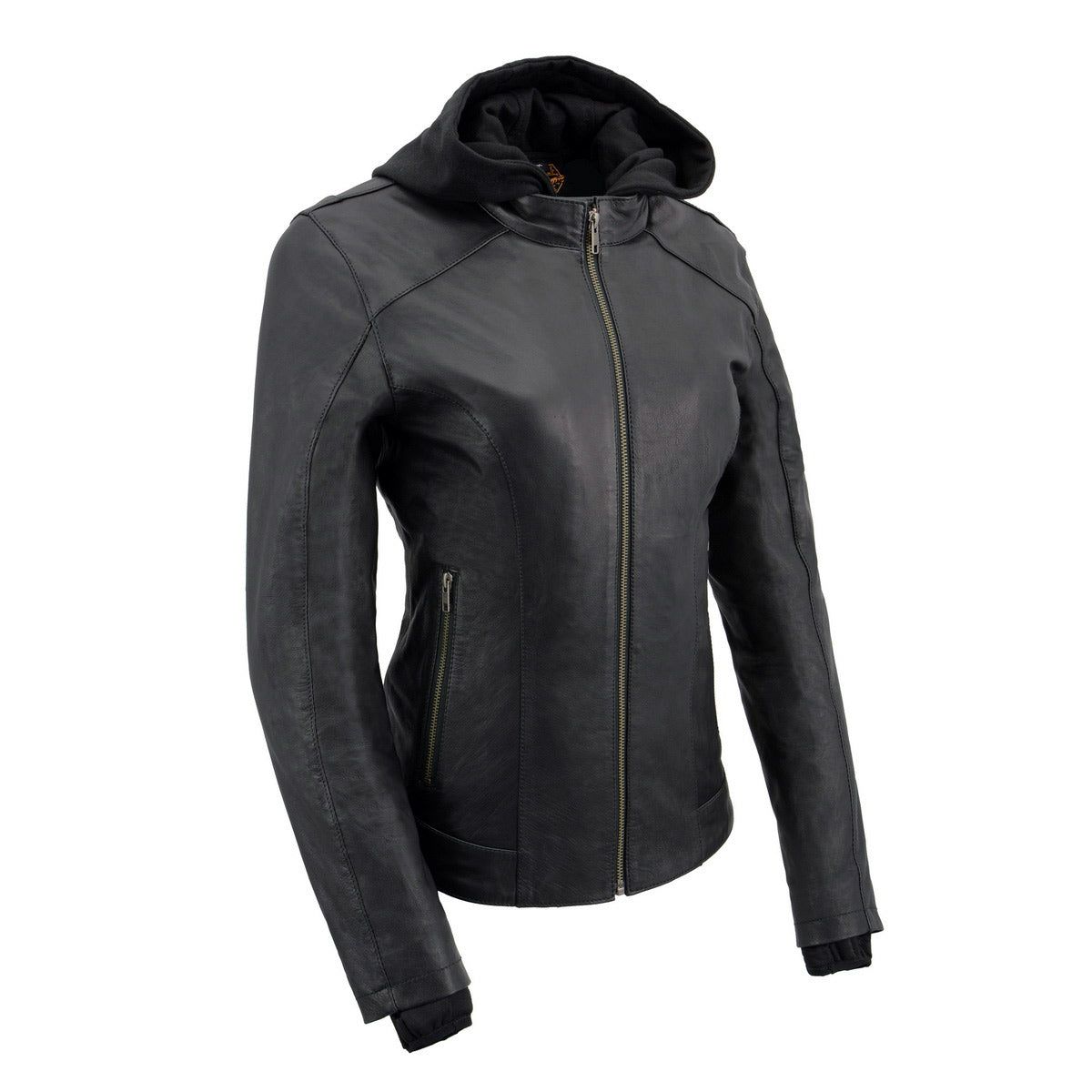 Milwaukee Leather MLL2545 Women's Lightweight Black Leather Jacket with Removable Hoodie Milwaukee Leather MLL2545 Women's Lightweight Black Leather Jacket with Removable Hoodie