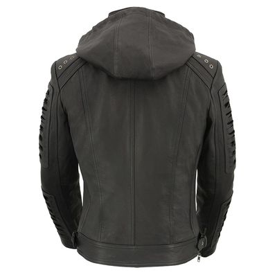 Milwaukee Leather SFL2865 Women's Black Scuba Style Fashion Casual Leather Jacket with Hoodie