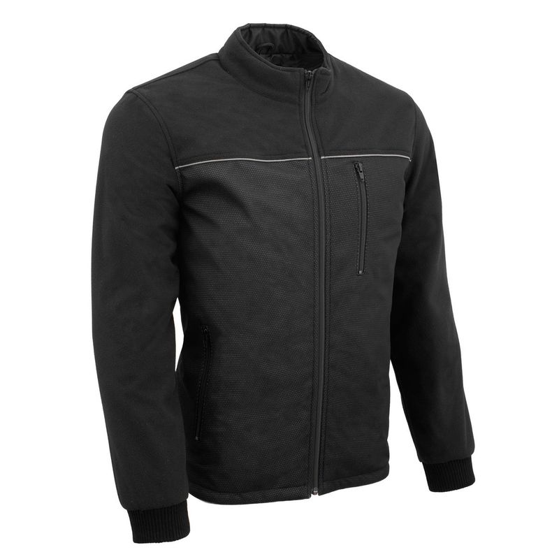 Milwaukee Leather MPM1780 Men's Black Textile and Fleece Combo Jacket with Reflective Piping Milwaukee Leather MPM1780 Men's Black Textile and Fleece Combo Jacket with Reflective Piping