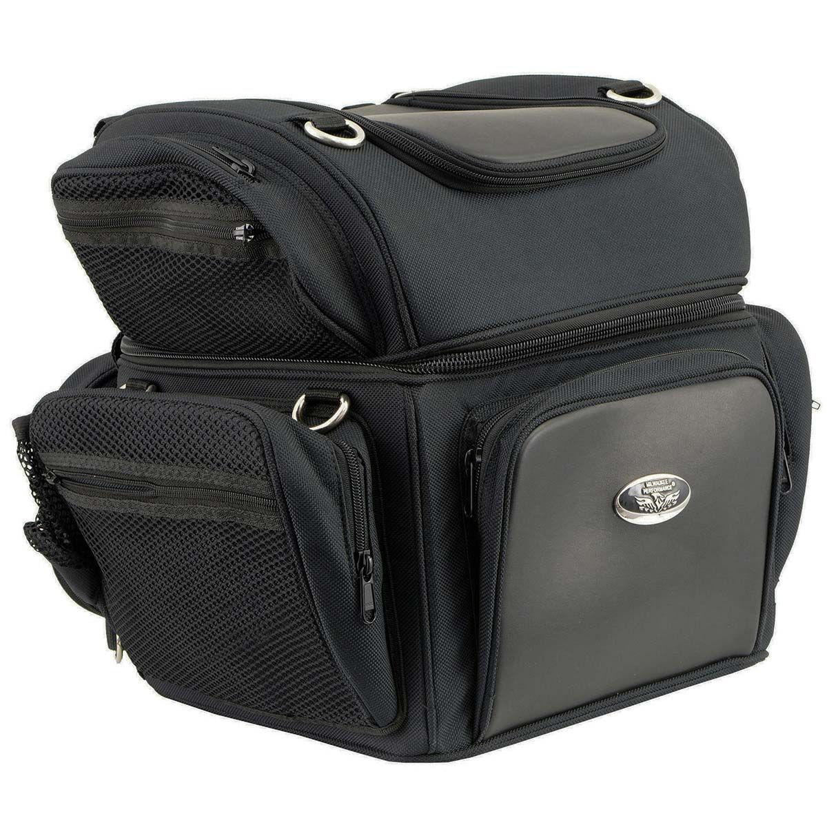 Milwaukee Leather MP8170 Medium Black '5 Pocket' Textile Motorcycle Double Barrel Sissy Bar Rack Bag Milwaukee Leather MP8170 Medium Black '5 Pocket' Textile Motorcycle Double Barrel Sissy Bar Rack Bag
