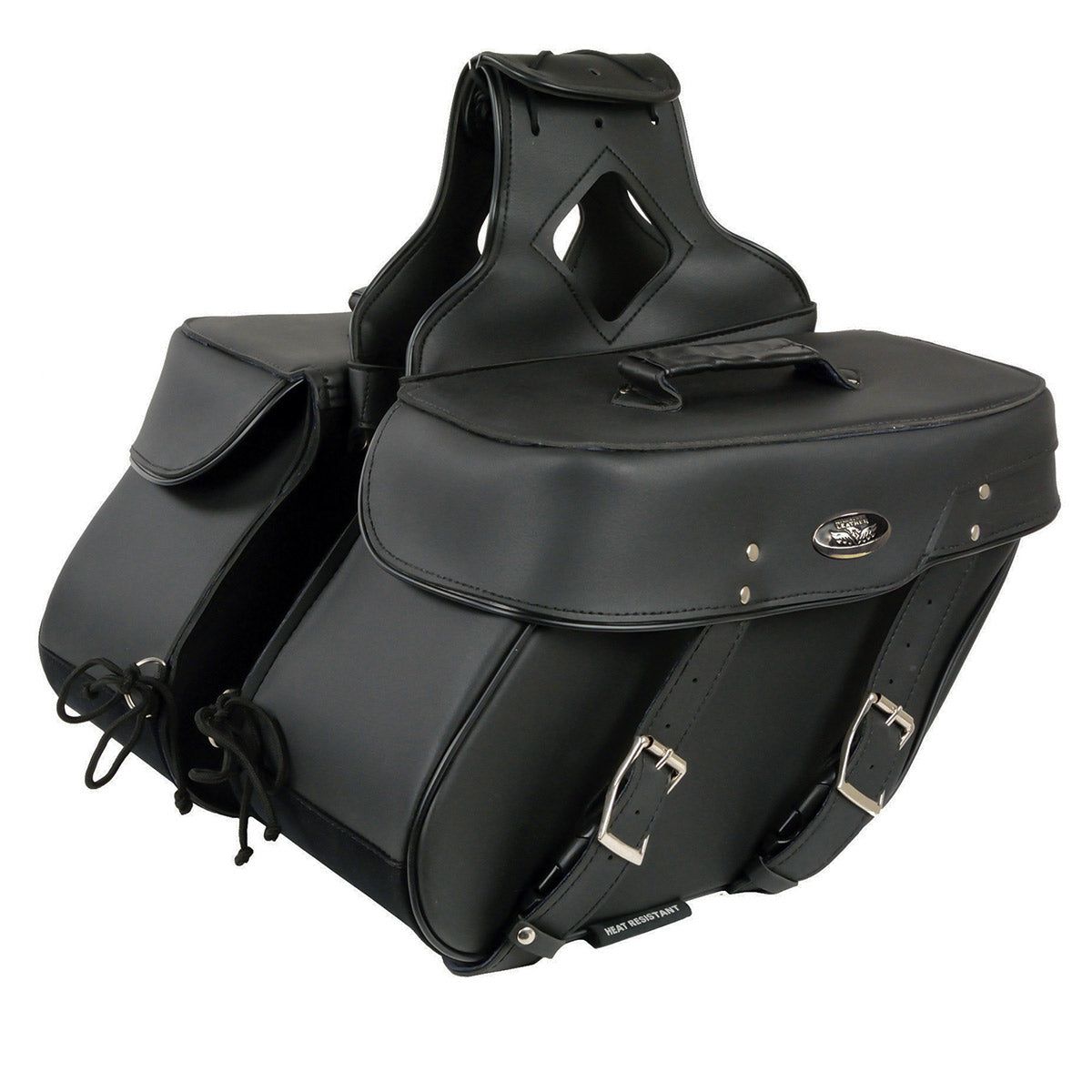 Milwaukee Leather SH592ZB Black Zip-Off PVC Throw Over Slanted Saddle Bag Milwaukee Leather SH592ZB Black Zip-Off PVC Throw Over Slanted Saddle Bag