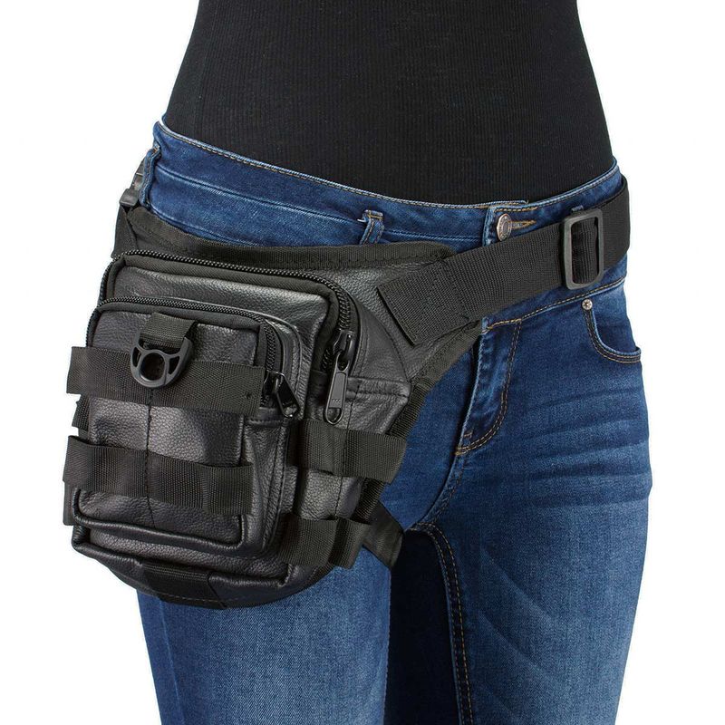 Milwaukee Leather MP8840 Black Leather Conceal and Carry Tactical Thigh Bag with Waist Belt Milwaukee Leather MP8840 Black Leather Conceal and Carry Tactical Thigh Bag with Waist Belt