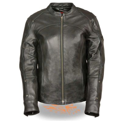 Milwaukee Leather SH1924 Women's Black 3/4 Length Vented Leather Jacket Milwaukee Leather SH1924 Women's Black 3/4 Length Vented Leather Jacket