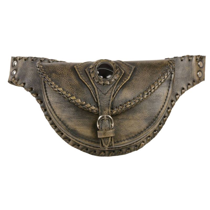 Milwaukee Leather MP8835 Women's Distress Brown Leather 'Braided' Hip Belt Bag Milwaukee Leather MP8835 Women's Distress Brown Leather 'Braided' Hip Belt Bag
