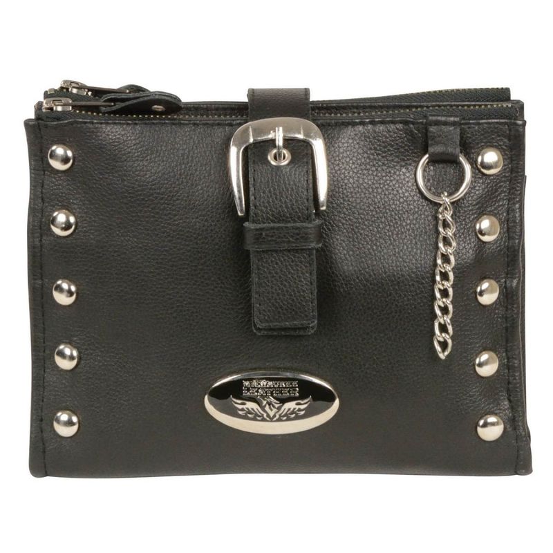 Milwaukee Leather MP8800 Women's Black Leather Studded Shoulder Bag Milwaukee Leather MP8800 Women's Black Leather Studded Shoulder Bag