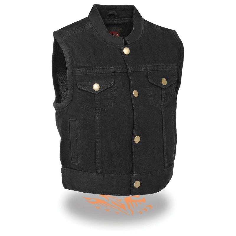 Milwaukee Leather MDK3920 Kids Black Denim Club Style Snap Front Vest Milwaukee Leather MDK3920 Kids Black Denim Club Style Snap Front Vest