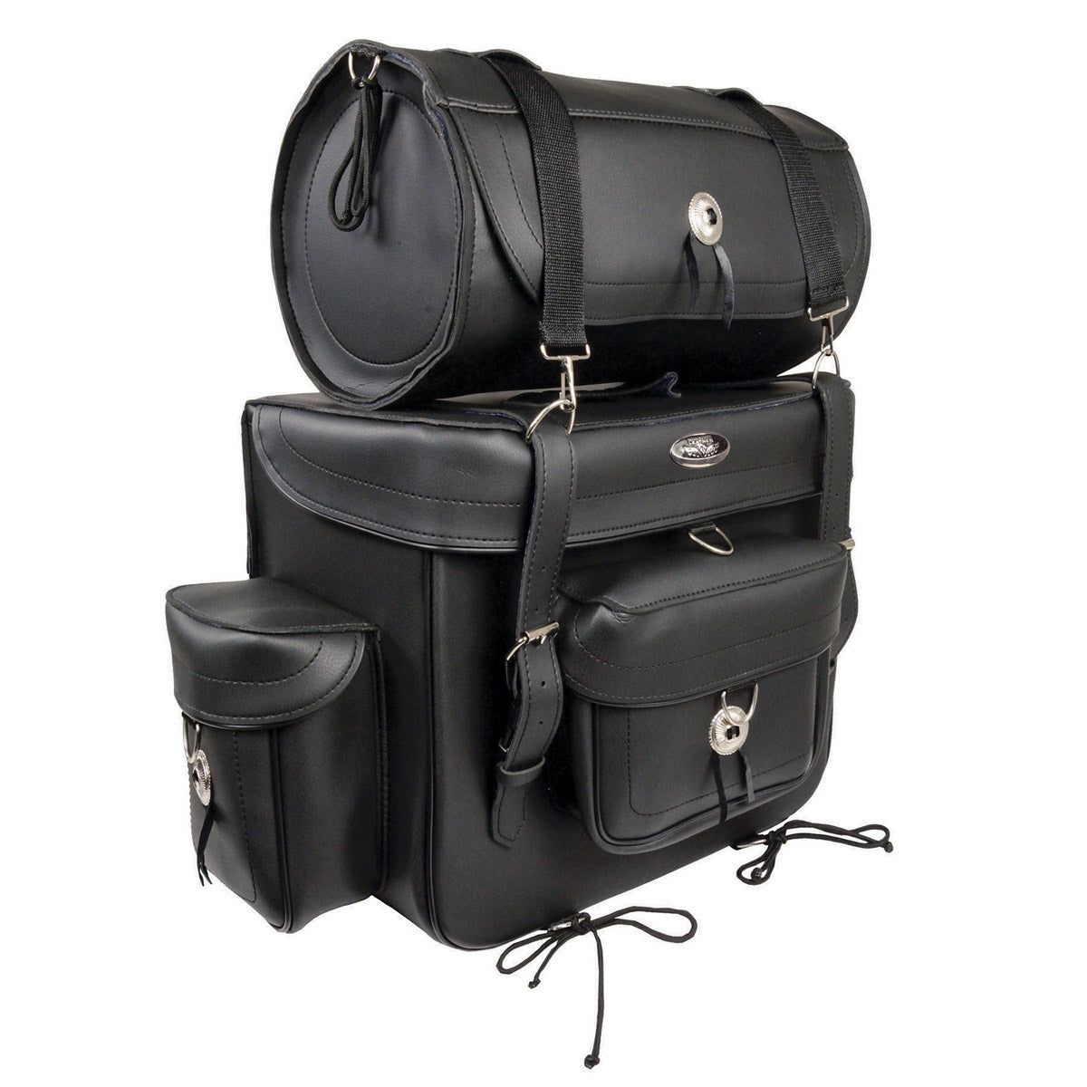 Milwaukee Leather SH539 Large Black Motorcycle PVC Large 2 Piece Touring Sissy Bar Bag Milwaukee Leather SH539 Large Black Motorcycle PVC Large 2 Piece Touring Sissy Bar Bag