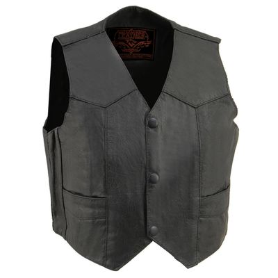 Milwaukee Leather SH2011 Kids Black Classic Three Snap Leather Vest Milwaukee Leather SH2011 Kids Black Classic Three Snap Leather Vest