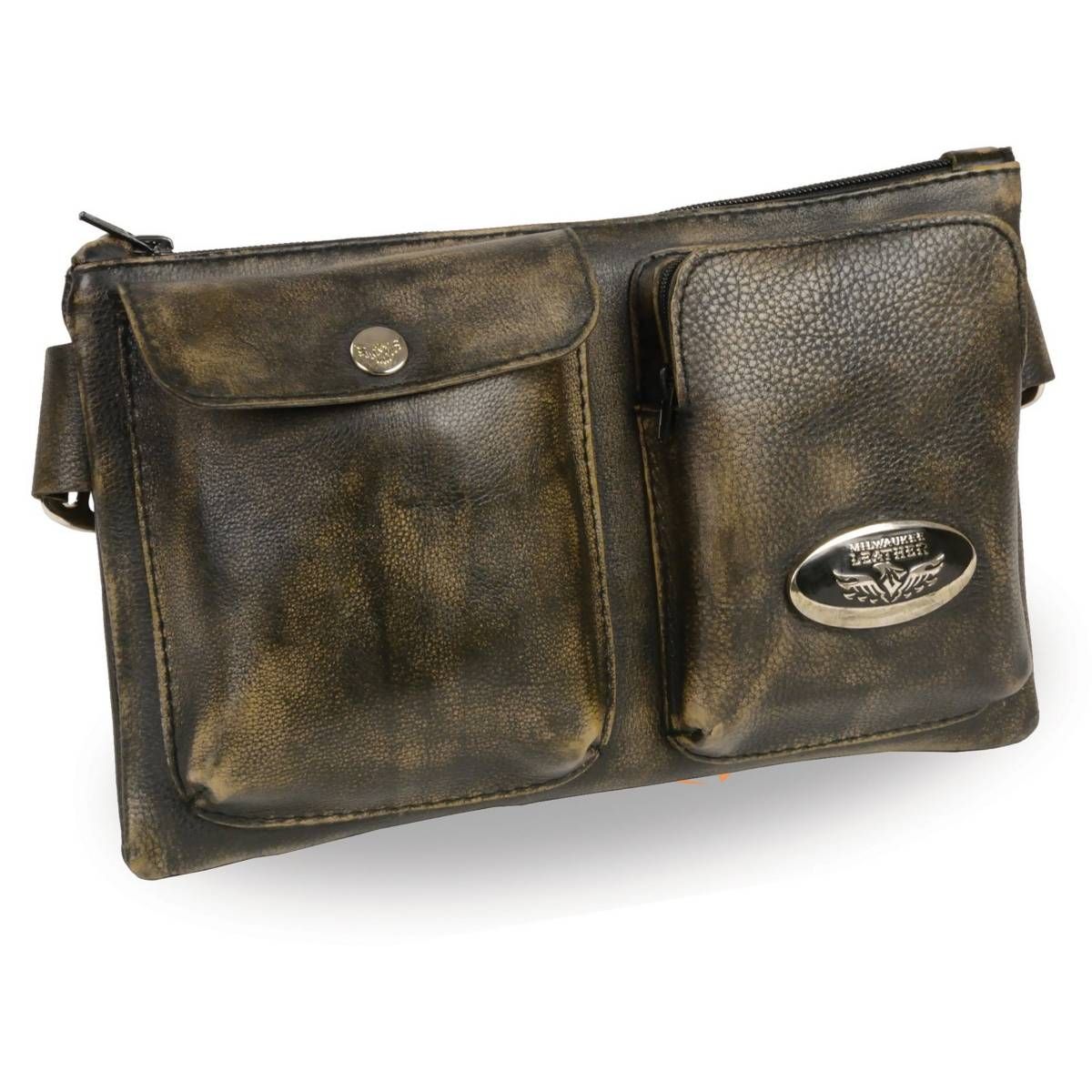 Milwaukee Leather MP8825 Women's Distress Brown Leather Belt Bag Milwaukee Leather MP8825 Women's Distress Brown Leather Belt Bag