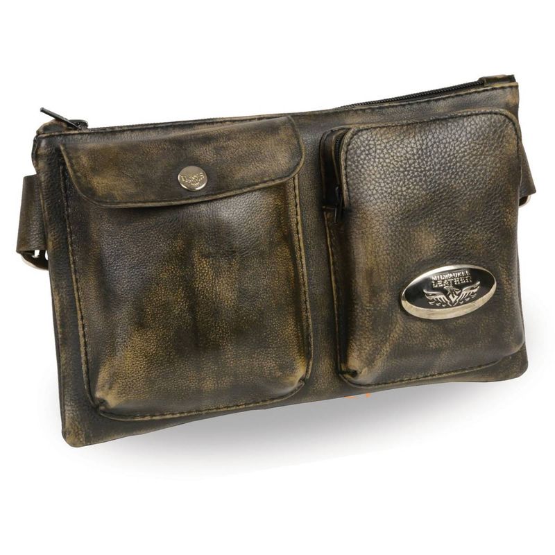 Milwaukee Leather MP8825 Women's Distress Brown Leather Belt Bag Milwaukee Leather MP8825 Women's Distress Brown Leather Belt Bag