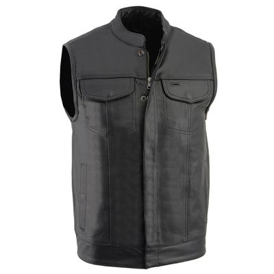 Milwaukee Leather LKM3710 Men's Black Leather Club Style Motorcycle Rider Vest W/ Dual Closure Zipper and Snaps Milwaukee Leather LKM3710 Men's Black Leather Club Style Motorcycle Rider Vest W/ Dual Closure Zipper and Snaps
