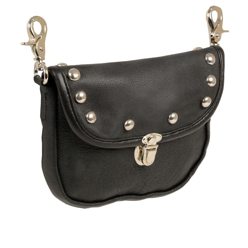 Milwaukee Leather SH52001 Leather Belt Bag with Studded Flap and Belt Clasps Milwaukee Leather SH52001 Leather Belt Bag with Studded Flap and Belt Clasps