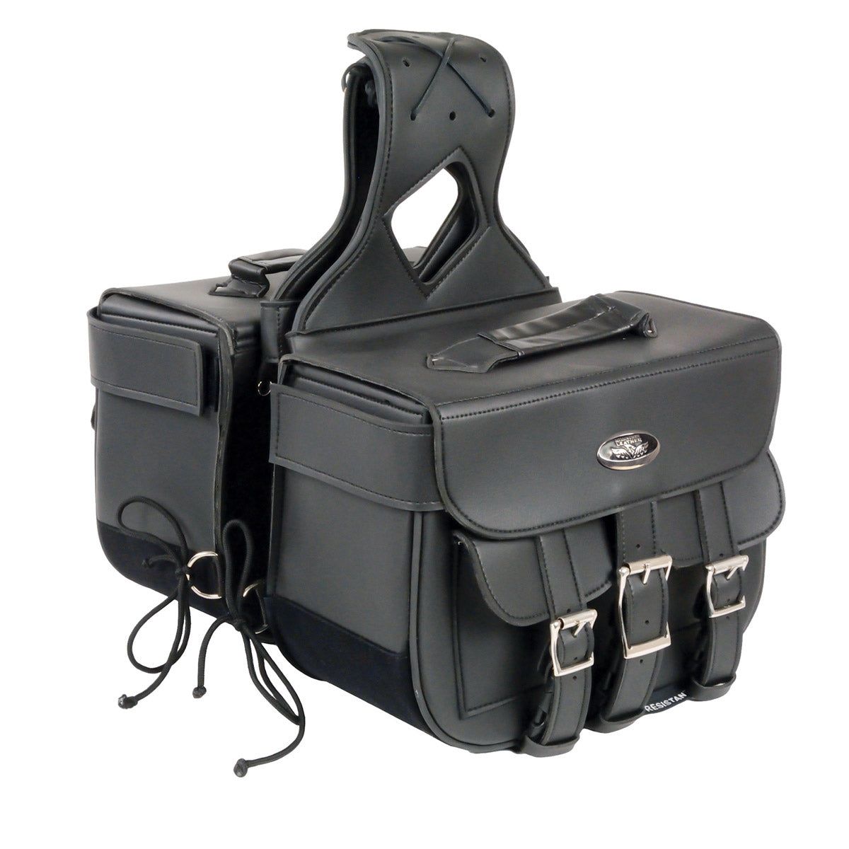 Milwaukee Leather SH67001ZB Black Straight Drop Zip-Off Triple Strap PVC Throw Over Saddlebags Milwaukee Leather SH67001ZB Black Straight Drop Zip-Off Triple Strap PVC Throw Over Saddlebags