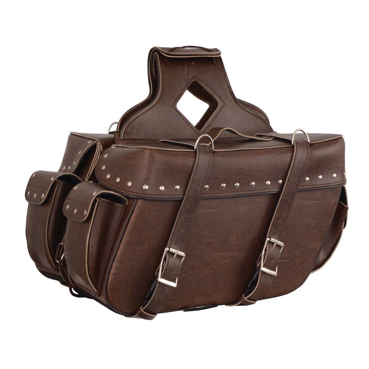 Milwaukee Leather MP8335RT Large Retro Brown PVC Zip-Off Throw Over Saddlebags Milwaukee Leather MP8335RT Large Retro Brown PVC Zip-Off Throw Over Saddlebags