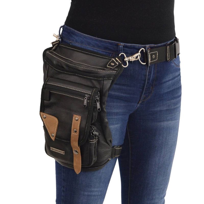 Milwaukee Leather MP8880 Black Conceal and Carry Leather Thigh Bag with Waist Belt Milwaukee Leather MP8880 Black Conceal and Carry Leather Thigh Bag with Waist Belt