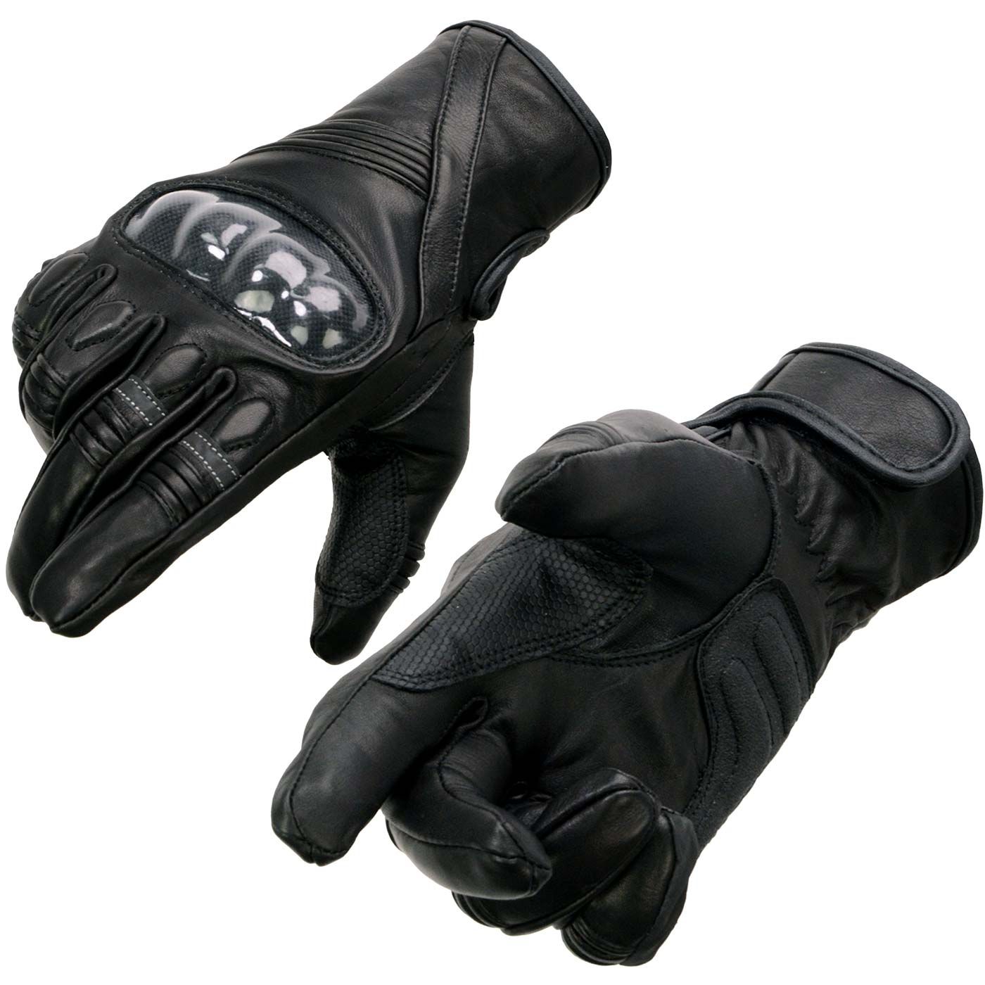 Milwaukee Leather MG7540 Men's Black Leather Protective Knuckle Racer Motorcycle Gloves W/ Elasticized Reflective Fingers Milwaukee Leather MG7540 Men's Black Leather Protective Knuckle Racer Motorcycle Gloves W/ Elasticized Reflective Fingers
