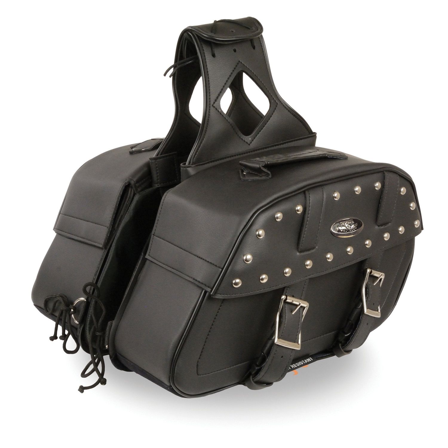 Milwaukee Leather SH61101ZB Black Zip-Off PVC Studded Throw Over Rounded Saddlebags Milwaukee Leather SH61101ZB Black Zip-Off PVC Studded Throw Over Rounded Saddlebags