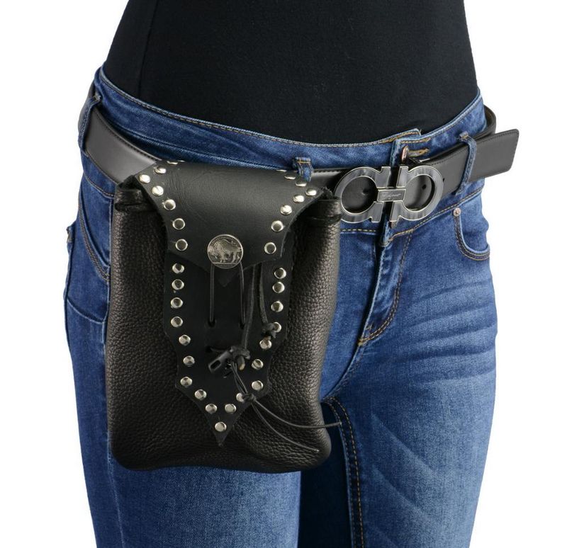 Milwaukee Leather MP8857 Women's Black Leather Drop Set Belt Bag Milwaukee Leather MP8857 Women's Black Leather Drop Set Belt Bag