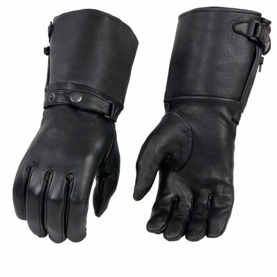 Milwaukee Leather SH859 Women's Thermal Lined USA Deerskin Black Leather Gauntlet Winter Gloves