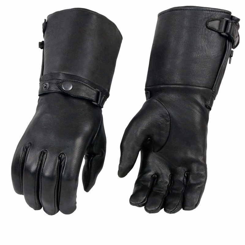 Milwaukee Leather SH859 Women's Thermal Lined USA Deerskin Black Leather Gauntlet Winter Gloves