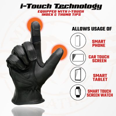 Milwaukee Leather MG7745 Women's Black Deerskin Laced Wrist Motorcycle Gloves w/ Gel Palm and i-Touch Screen