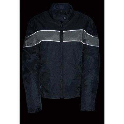 Milwaukee Leather SH2261 Women's Lightweight Black and Grey Textile Motorcycle Jacket with Reflective Piping