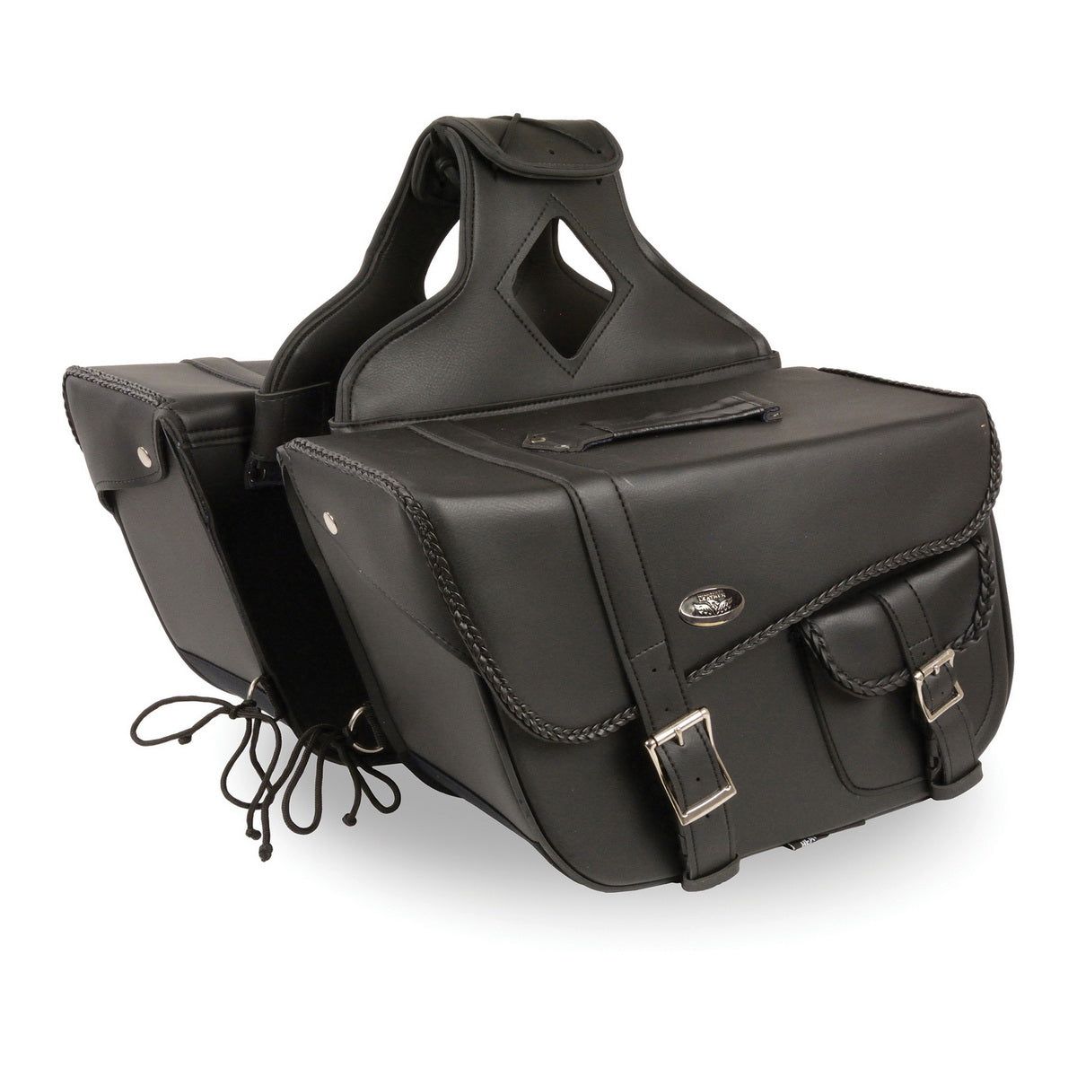 Milwaukee Leather SH665ZB Black Large Braided Zip Off PVC Throw Over Motorcycle Saddle Bag Milwaukee Leather SH665ZB Black Large Braided Zip Off PVC Throw Over Motorcycle Saddle Bag