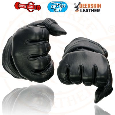 Milwaukee Leather SH870 Women's USA Deerskin Black Leather Gauntlet Winter Gloves w/ Gel Palm
