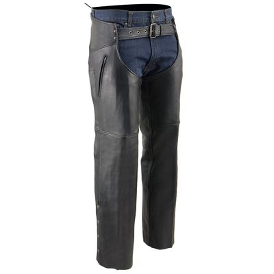Milwaukee Leather Men's Black Cool-Tec Premium Leather Motorcycle Rider Chaps w/ 2 Zipper Thigh Pockets-MLM5502 Milwaukee Leather Men's Black Cool-Tec Premium Leather Motorcycle Rider Chaps w/ 2 Zipper Thigh Pockets-MLM5502