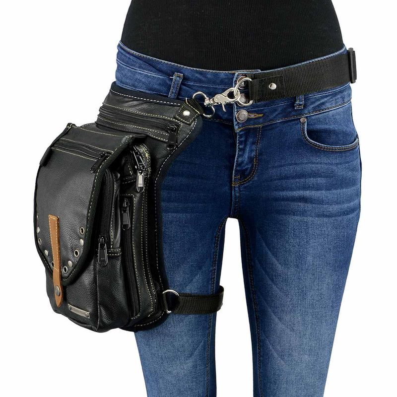 Milwaukee Leather MP8899 Black Conceal and Carry Leather Thigh Bag with Waist Belt Milwaukee Leather MP8899 Black Conceal and Carry Leather Thigh Bag with Waist Belt