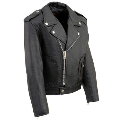 Milwaukee Leather LKK1920 Boy's Black Classic Leather Biker Jacket with Patch Pocket Style Milwaukee Leather LKK1920 Boy's Black Classic Leather Biker Jacket with Patch Pocket Style