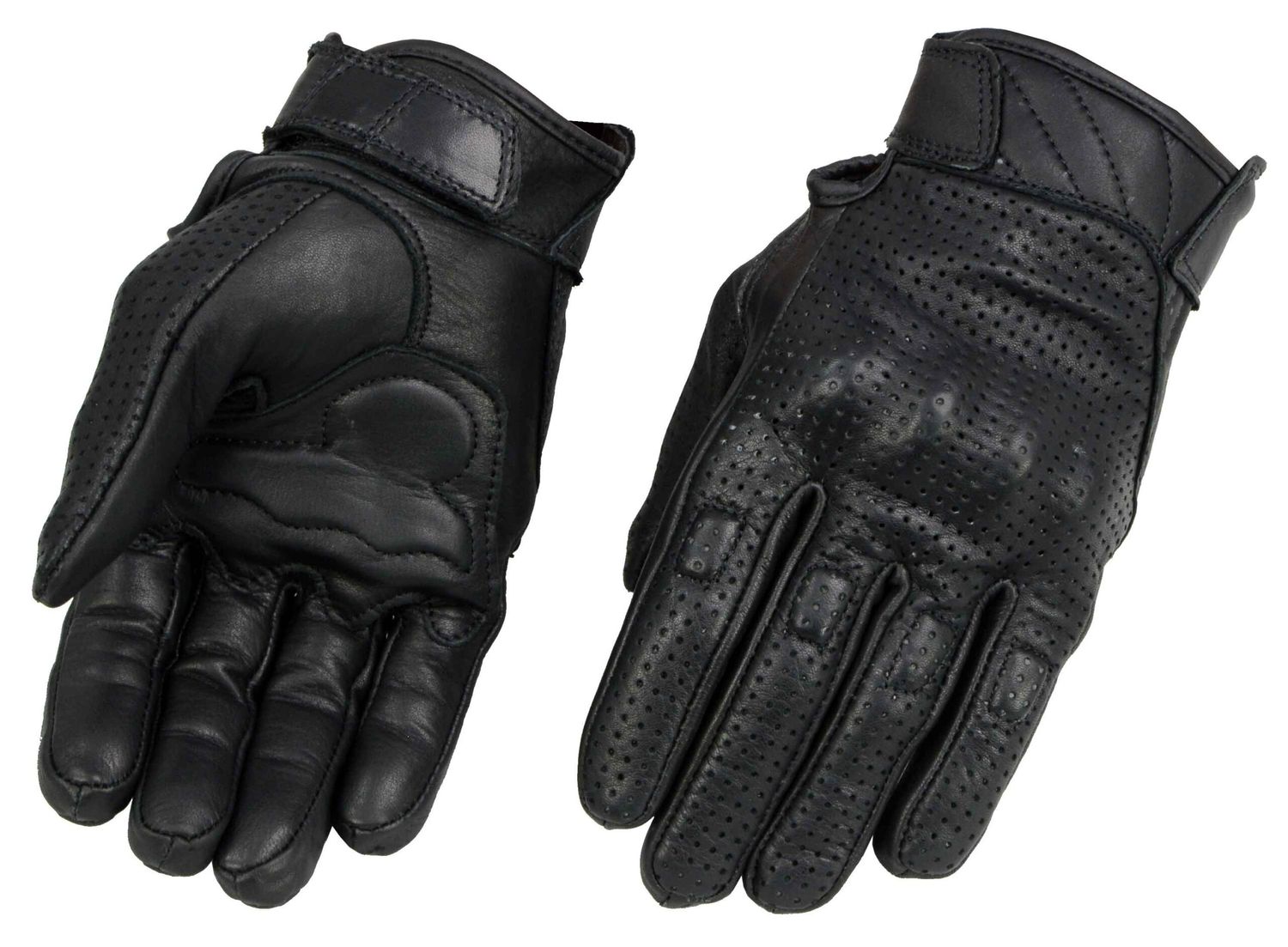 Milwaukee Leather MG7500 Men's Black Perforated Leather Gel Padded Palm Motorcycle Hand Gloves W/ 'Rubberized Hard Knuckle’ For Protection Milwaukee Leather MG7500 Men's Black Perforated Leather Gel Padded Palm Motorcycle Hand Gloves W/ 'Rubberized Hard Knuckle’ For Protection