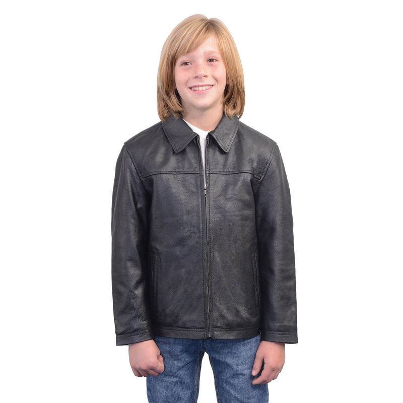 Milwaukee Leather LKK1940 Youth Size JD Black Leather Jacket with Front Zipper Milwaukee Leather LKK1940 Youth Size JD Black Leather Jacket with Front Zipper