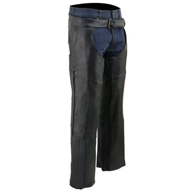 Milwaukee Leather Chaps for Men's Black Vented Premium Leather Motorcycle Chaps w/ Side Pocket-Stretch Thigh-ML1129 Milwaukee Leather Chaps for Men's Black Vented Premium Leather Motorcycle Chaps w/ Side Pocket-Stretch Thigh-ML1129