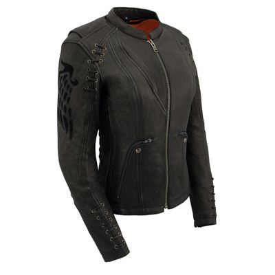 Milwaukee Leather MLL2535 Women's Black Leather Lightweight Scuba Racer Jacket Milwaukee Leather MLL2535 Women's Black Leather Lightweight Scuba Racer Jacket