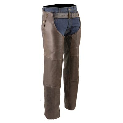 Milwaukee Leather Men's Retro Brown Premium Leather Motorcycle Rider Chaps w/ Snap Out Thermal Liner/ 4-Pockets-ML1191RT Milwaukee Leather Men's Retro Brown Premium Leather Motorcycle Rider Chaps w/ Snap Out Thermal Liner/ 4-Pockets-ML1191RT