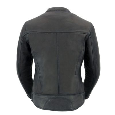 Milwaukee Leather MLL2551 Women's Scooter Black Leather Vented Lightweight Triple Stitch Motorcycle Jacket