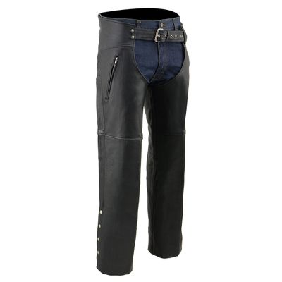 Milwaukee Leather Men's Black Premium Leather Motorcycle Rider Chaps w/ Thigh Pocket and Mesh Liner-ML1190 Milwaukee Leather Men's Black Premium Leather Motorcycle Rider Chaps w/ Thigh Pocket and Mesh Liner-ML1190